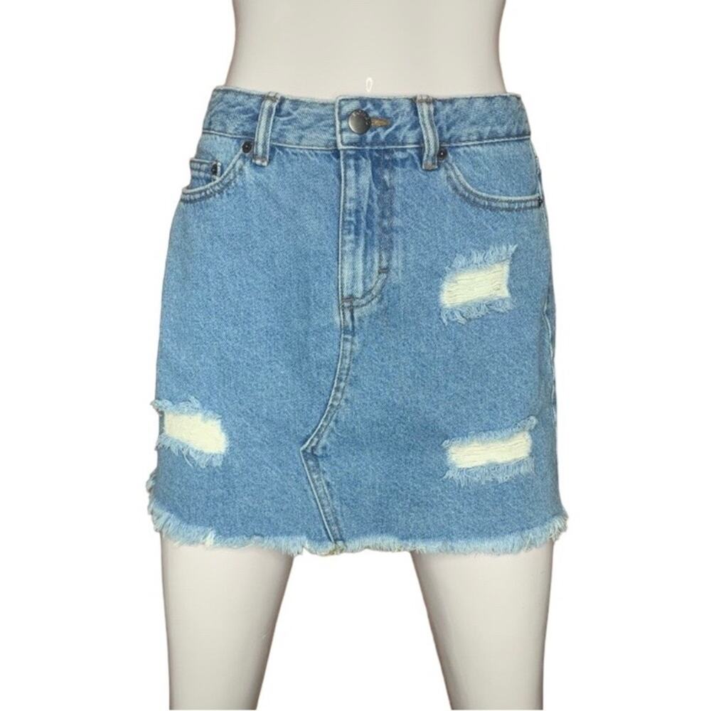 Bongo Jeans Distressed Skirt Blue 5 Working Pocket Size M